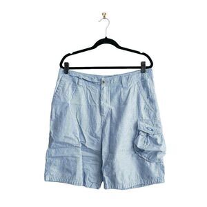 Oakley Mens Bermuda Casual Pinstripes Shorts Powder Blue White Size 36